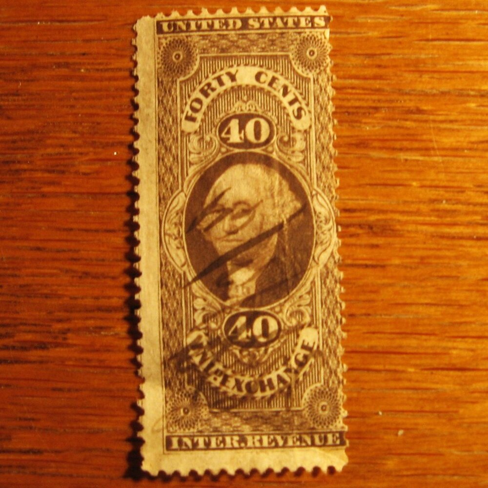 1862-71 Revenue Stamp First Issue Perforated 40 cent George Washington stamp